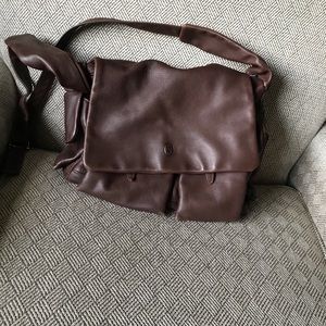 Brown leather satchel purse